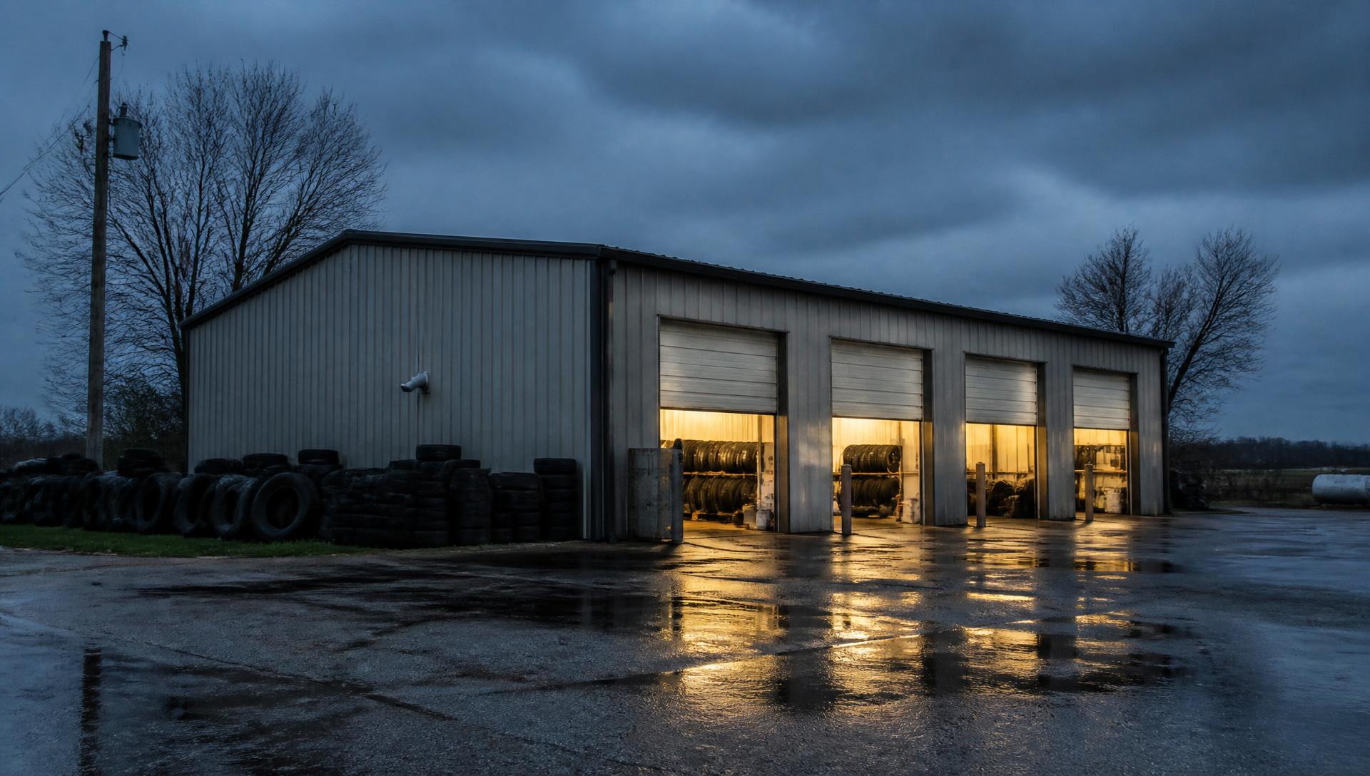 Guy's Tire Service shop front on Cottage Street in Ashland, Ohio